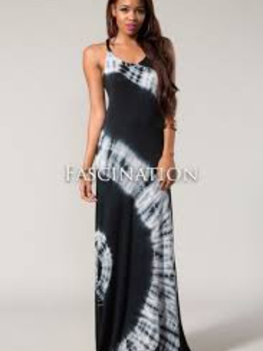 NWOT T-Party Black and White Swirl Tie Dye Maxi Dress
